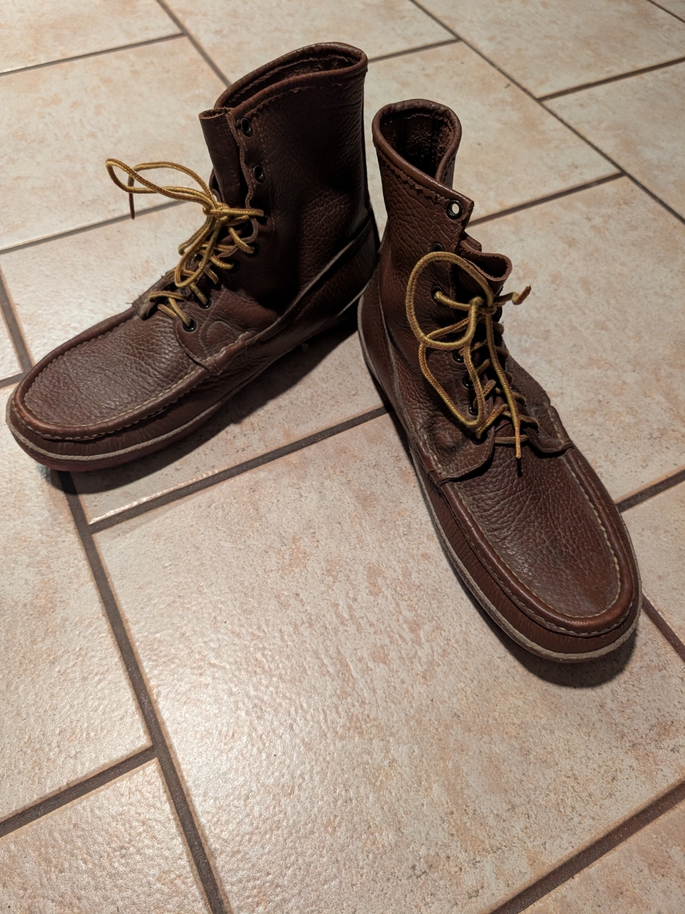 W C Russell Mens 13 Moccasin Brown Leather Boots